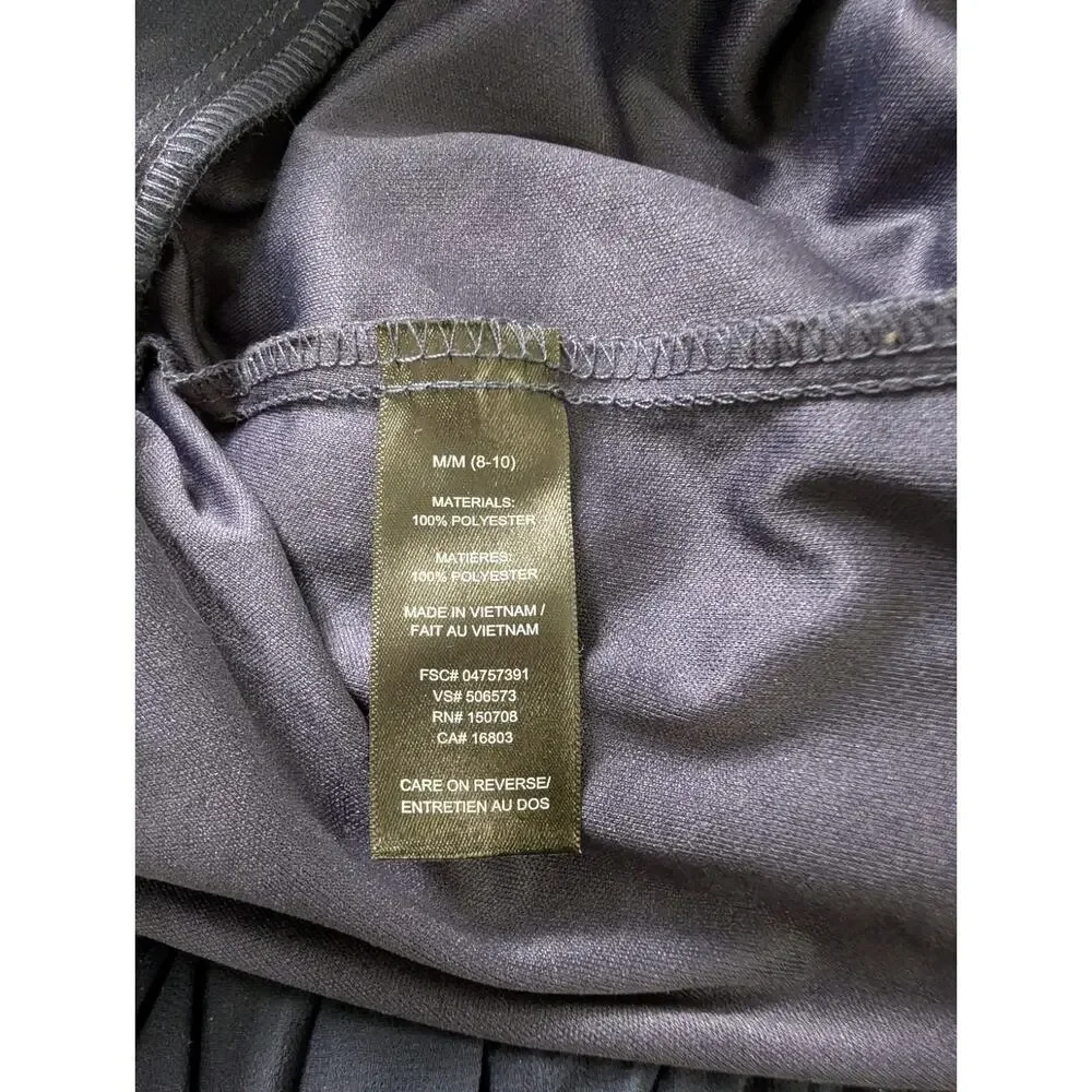 Avon Navy Blue Midi Chiffon Pleated Skirt Modest Cottagecore Medium